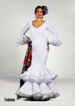 Robe flamenco Ana Barroso, modèle Fabiola, couleur blanche