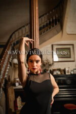 Vestido largo para bailar flamenco negro modelo Marville