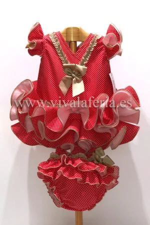 Conjunto de flamenco para top e calcinha vermelha menina