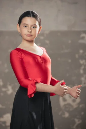 Maillot Infantil de Baile Flamenco con Manga Volante