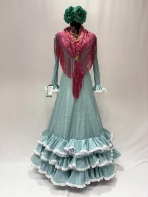 Traje Flamenca Rojo Lunar Blanco – Modelo Bulerías | Manuela Macías