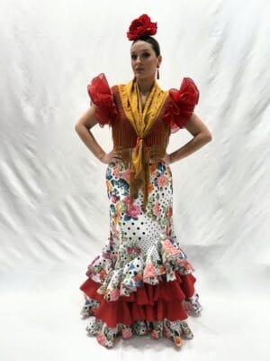 Falda canastera modelo Amapola color azul con lunares