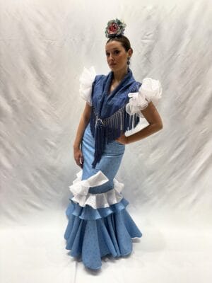 Modelo de mola da saia azul flamenco
